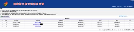 申报系统的项目列表界面