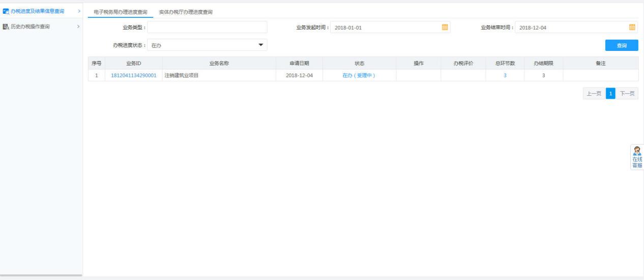 办税进度及结果信息查询