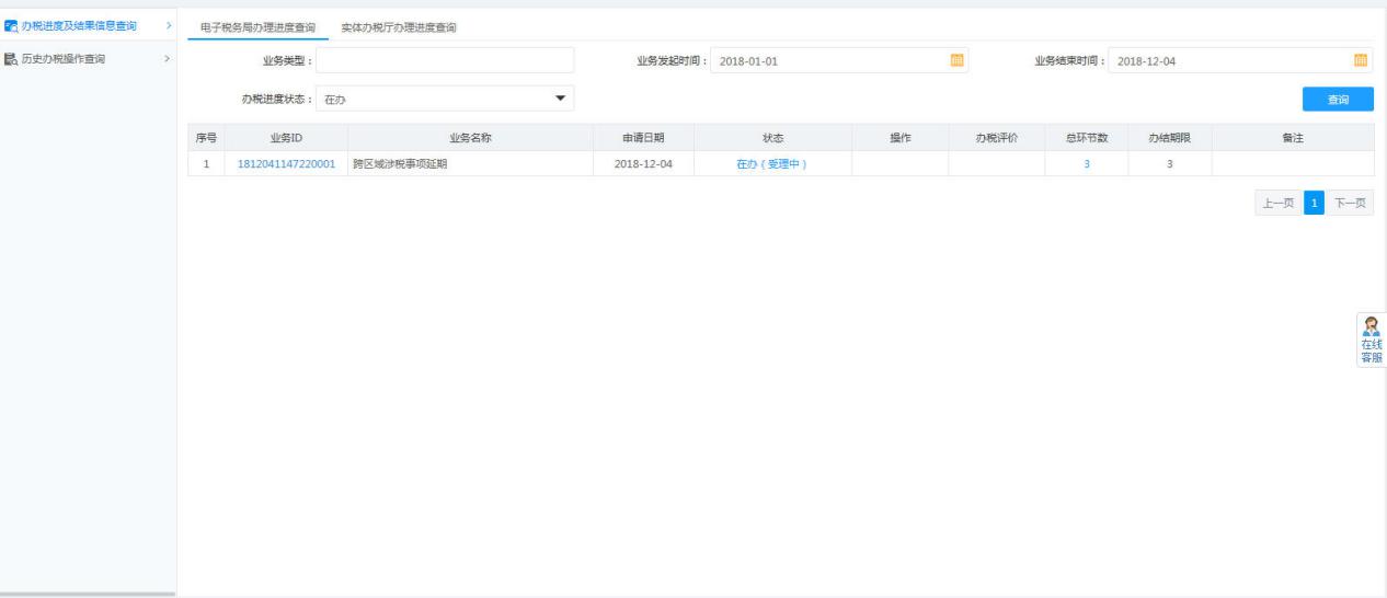 办税进度及结果信息查询